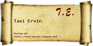 Tasi Ervin névjegykártya